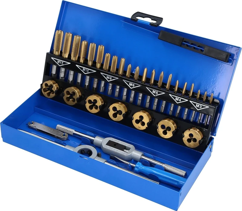 BRLLIANT TOOLS Brilliant BT101950 TiN Thread Cutting Tool Set 32-Piece [Powered by KS Tools]