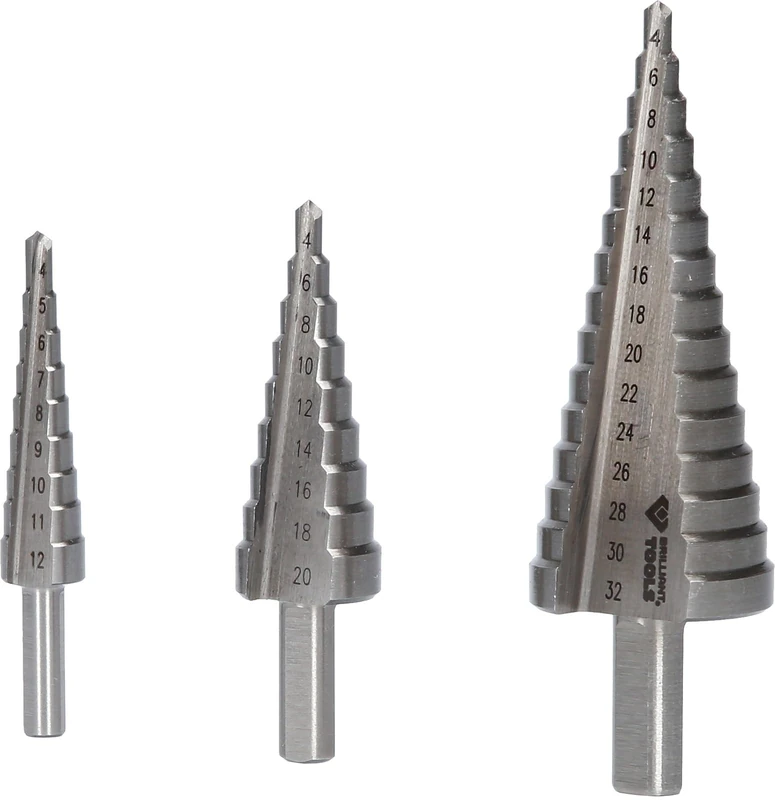 BRILLIANT TOOLS BT101925 Step Drill Bit Set 3-Piece Diameter 4-32 mm [Powered by KS Tools]