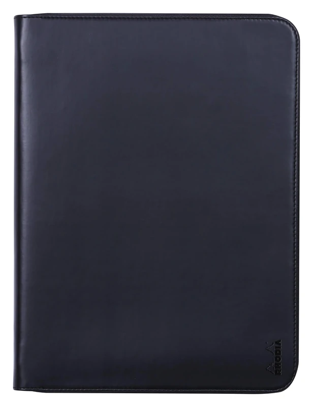 RHODIA 168116C - Rhodiarama Briefcase Black - for Notepads and A4 or A4+ Notebooks | Dimensions Closed 25.5x34 cm - Pocket for Tablet - Premium Faux Leather