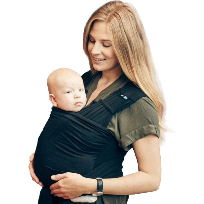 BÉABA x Najell, Carrying Sling, Baby Carrier, Pre-Tied, Absolute Comfort, Skin to Skin, Oeko-Tex Certified, From Birth - Up to 9Kg, Black - (L/XL-46/50)
