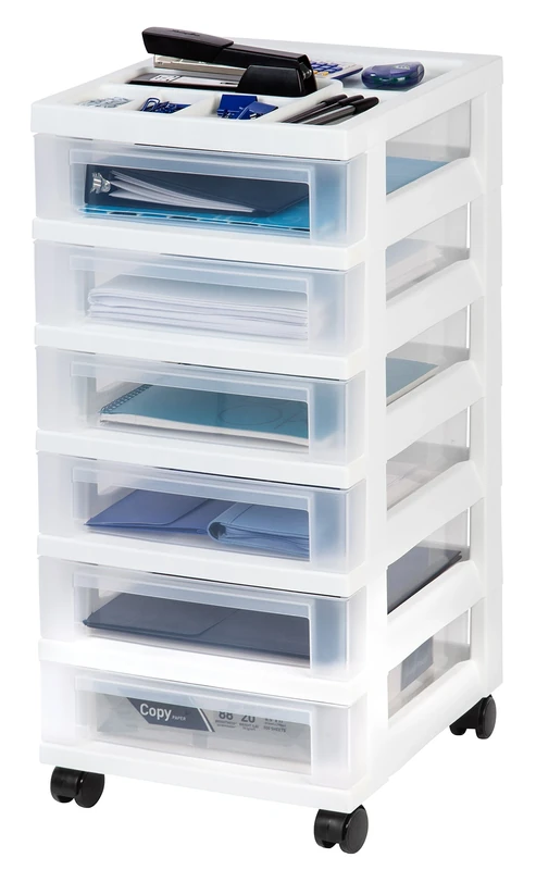 IRIS Plastic Storage, White, 6 Drawer