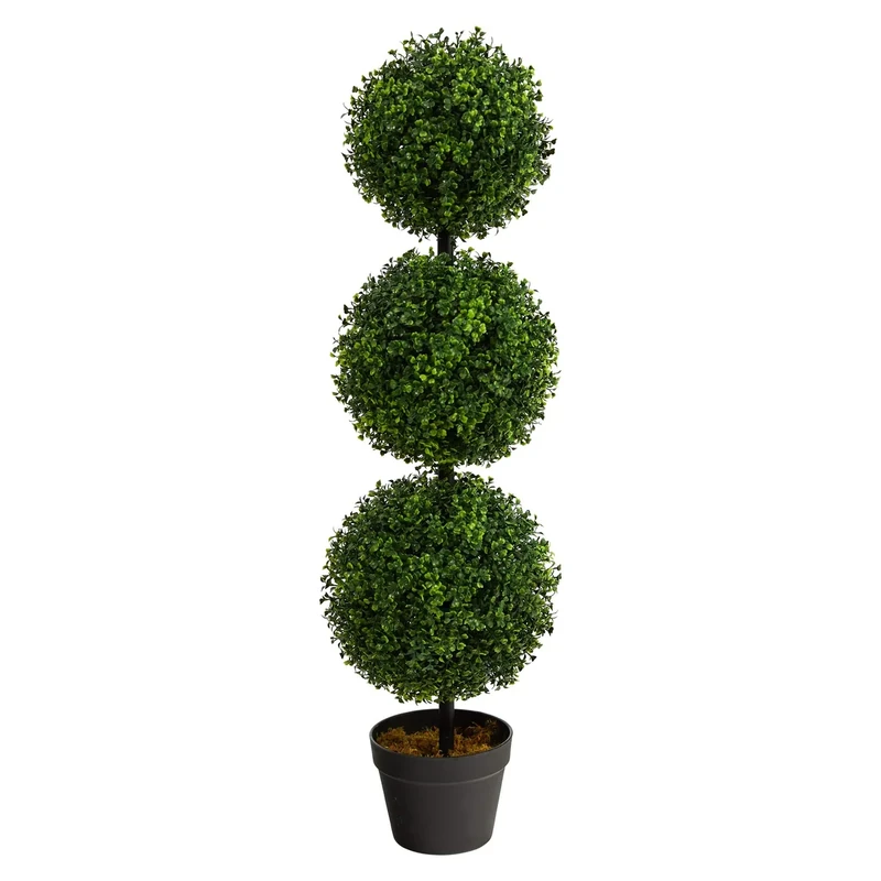 Nearly Natural Artificial Topiary, Iron Plastic, Green, 3'