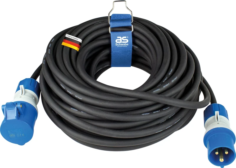 as - Schwabe Camping Extension Cable 25 m - 230 V / 16 A / 3-Pin - CEE Plug with Voltage Indicator - CEE Coupling with Hinged Lid - Motorhome Extension - Made in Germany - IP44, 61409