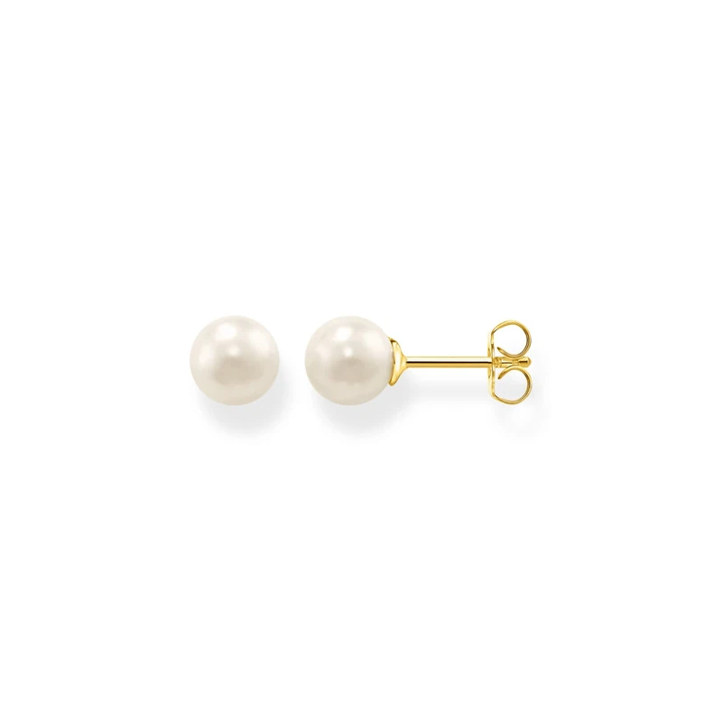 THOMAS SABO Ear studs pearl gold 925 Sterling Silver, 18k Yellow Gold Plating