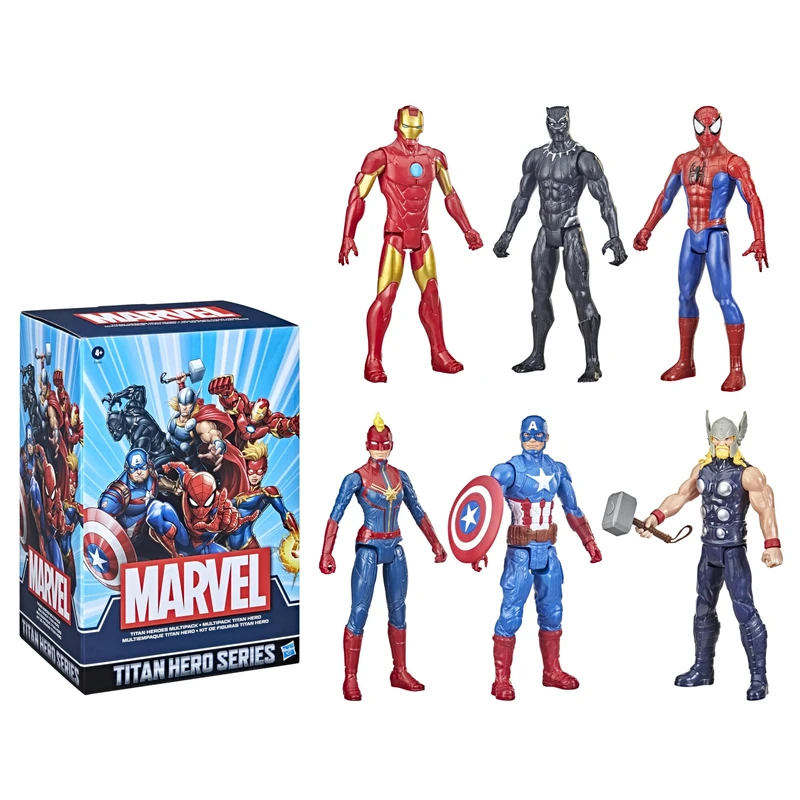 Marvel Titan Hero Series Action Figure Multipack, 6 Action Figures, 30-cm Toys, Inspired Comics, for Children Aged 4 and Up