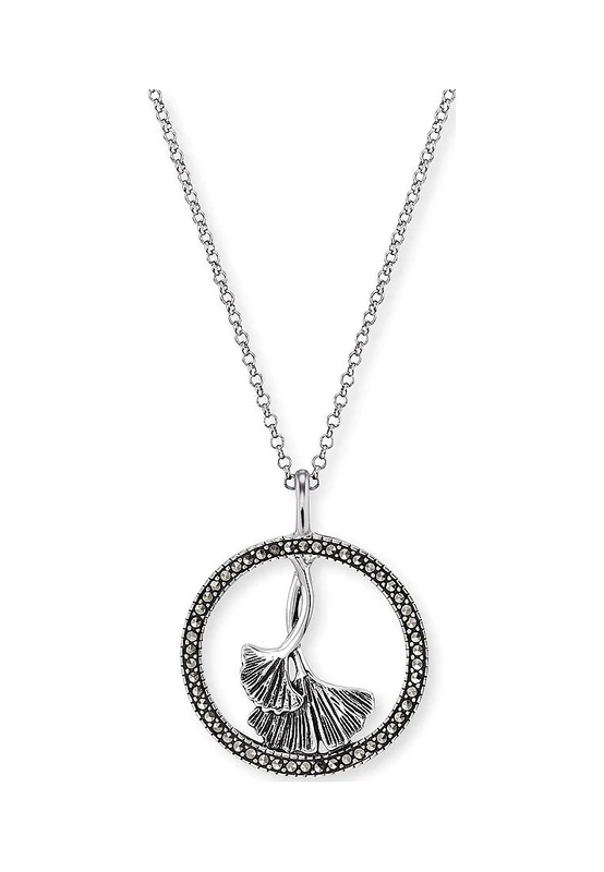Engelsrufer Angel Whisperer Ladies' Necklace Silver Gingko Leaf Marcasite ERN-GINGKO-MA - Image 1