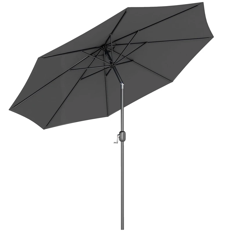 Outsunny 3m Garden Parasol Umbrella - Dark Grey Sun Shade