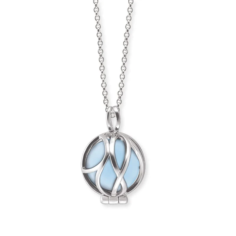 Engelsrufer Angel Whisperer Women's necklace made of sterling silver and power stone ball pendant, lobster clasp, adjustable in three lengths, nickel-free, 50cm, Sterling Silver, Agate