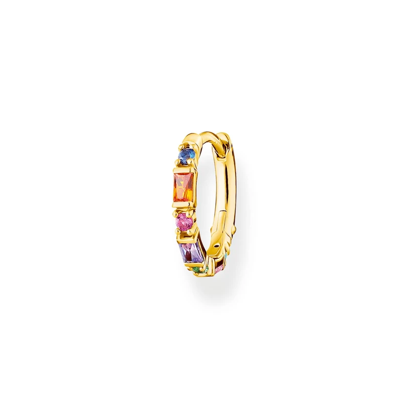 THOMAS SABO Hoop earring colourful stones, gold 925 Sterling Silver, 18k Yellow Gold Plating