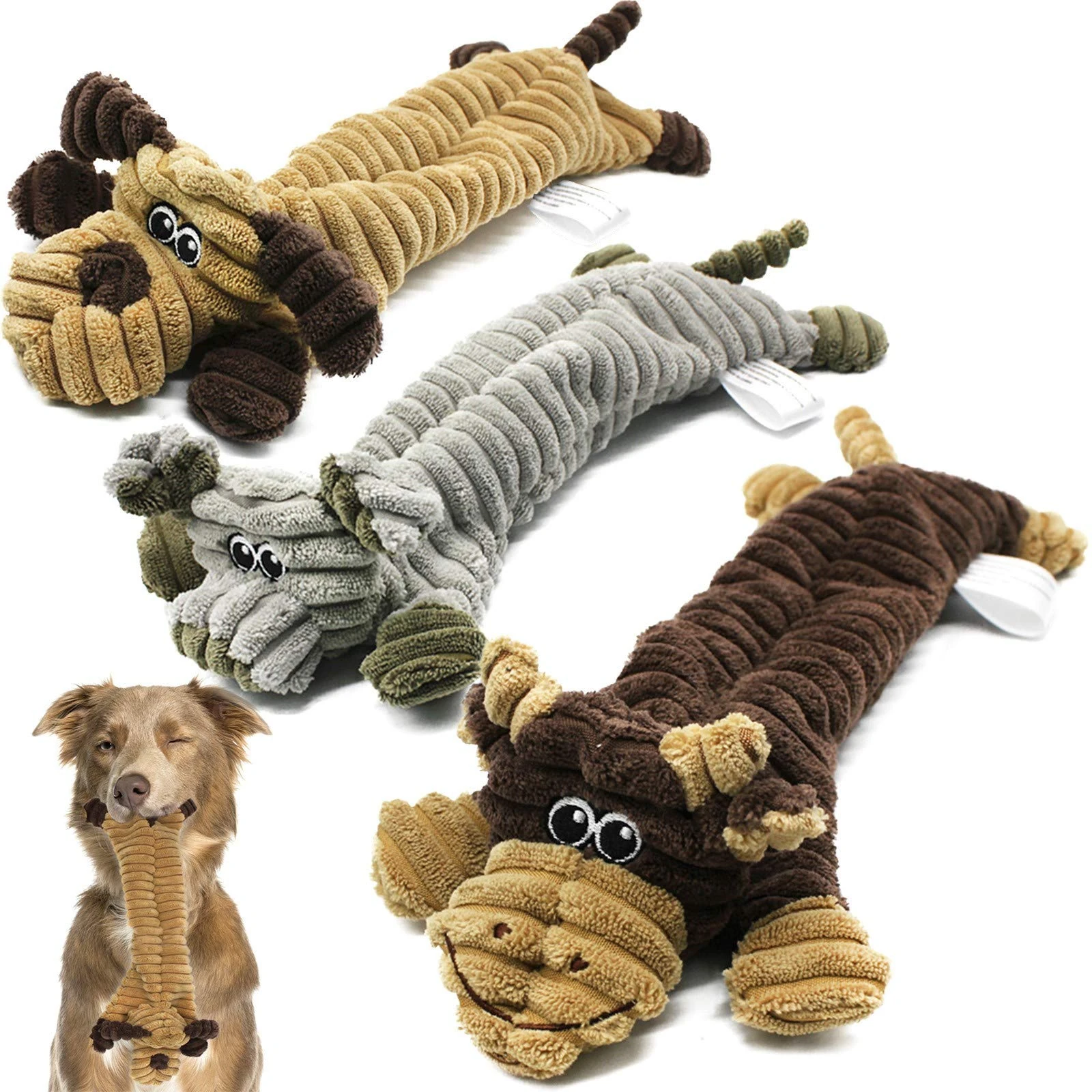 AWOOF Indestructible Squeaky Dog Toys Pack of 3 for Large Dogs and Puppies