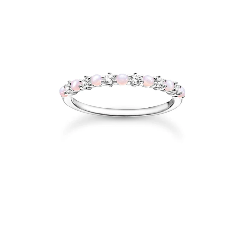 Thomas Sabo Ring pink and white stones 925 Sterling Silver