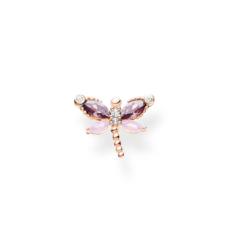 THOMAS SABO Single ear stud dragonfly with stones rose gold 925 Sterling Silver, 18k Rose Gold Plating