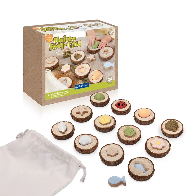 Guidecraft - Nature Feel and Find Wood Memory Set, 24 Pieces, Multicoloured (XGC-G5061) - Image 1