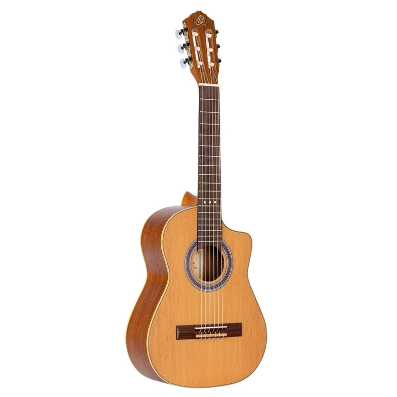 Ortega Guitars Requinto Classical Guitar – Deep Body – Requinto Series – Including Gig Bag – Solid Engelmann Cedar / Sapele, Natural (RQ39)