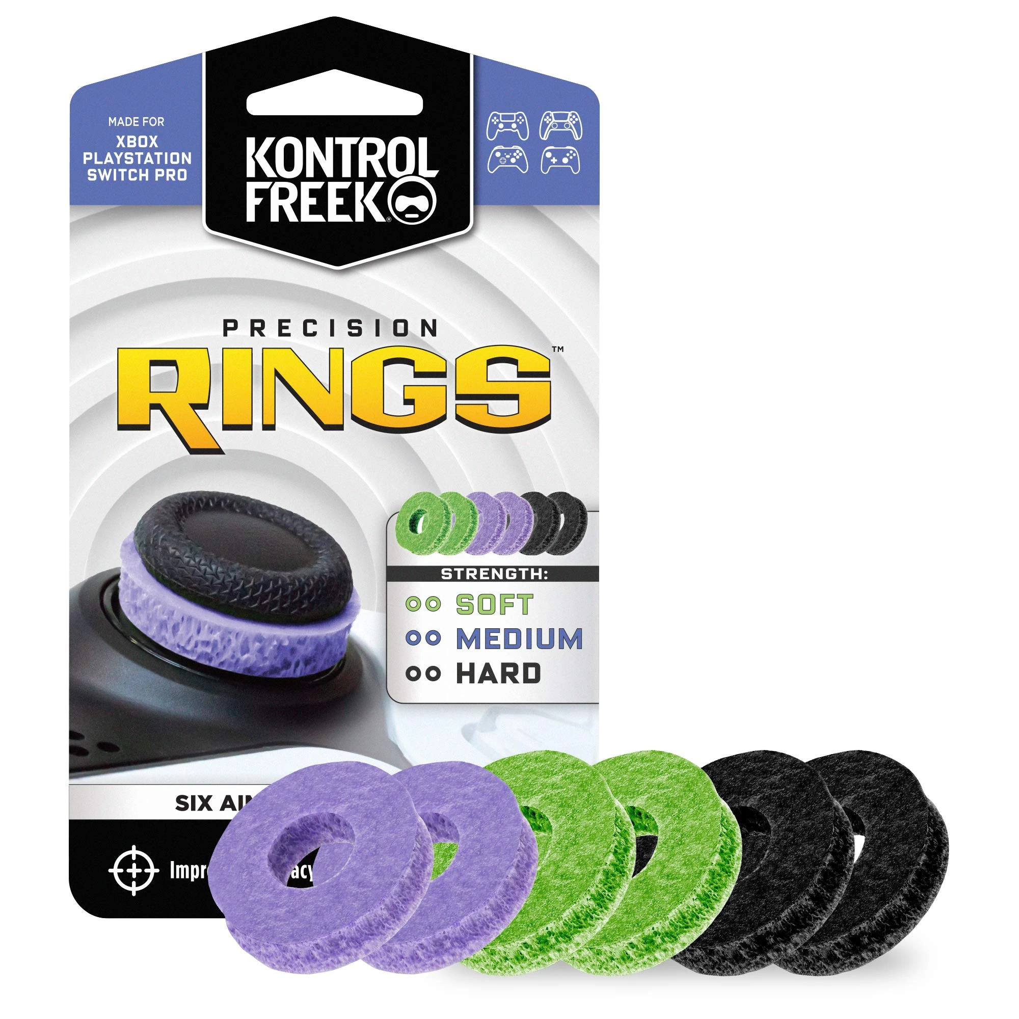 KontrolFreek Precision Rings | Aim Assist Motion Control for PlayStation 4 (PS4), Playstation 5 (PS5), Xbox One, Xbox Series X, Switch Pro & Scuf Controller | Mixed Strength