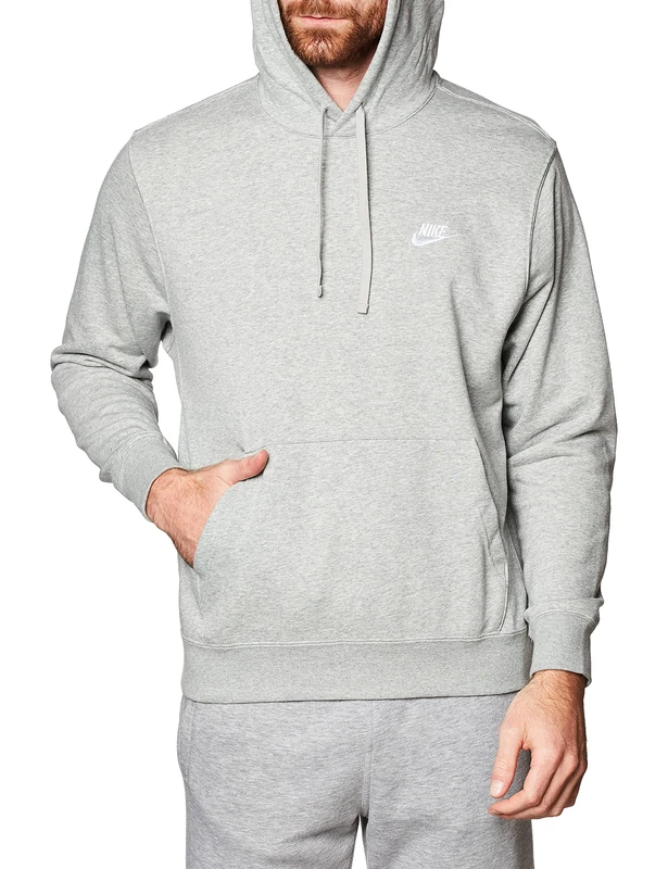 Nike CZ7857-063 Sportswear Club Sweatshirt Men's DK GREY HEATHER/MATTE SILVER/WHITE Size XS