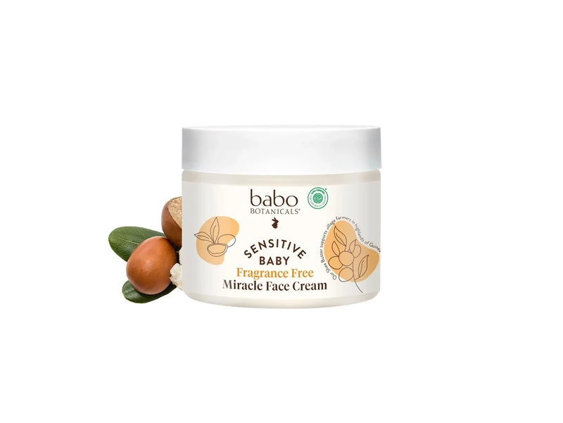 Babo Botanicals Sensitive Baby Fragrance-Free Miracle Cream - Face & Body Moisturiser - With Organic Calendula, Shea Butter, Coconut and Argan Oil - EEC Verified & Fragrance Free - 2 oz