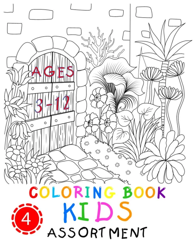 Coloring Book Kids Assortment Ages 3-12 4: Witch Coloring Pages Spaceman, People, Animal, Plants