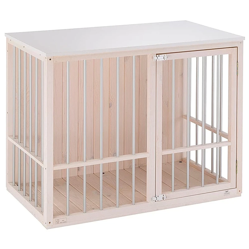 Ferplast Indoor Kennel for Dogs, Dog Crate, FSC Wood, Aluminum Bars, Safety Lock, Adjustable Feet L 100,5 x W 59 x H 82,5 cm. - Image 1