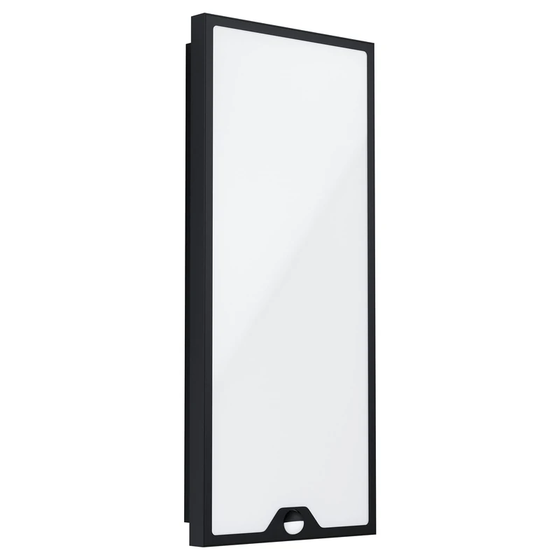 EGLO LED Outdoor Wall Light Casazza with Motion and Twilight Sensor, Porch Lighting, Waterproof Outside Lamp Made of Black Galvanized Steel and White Plastic, IP44, H 57 cm - Image 1