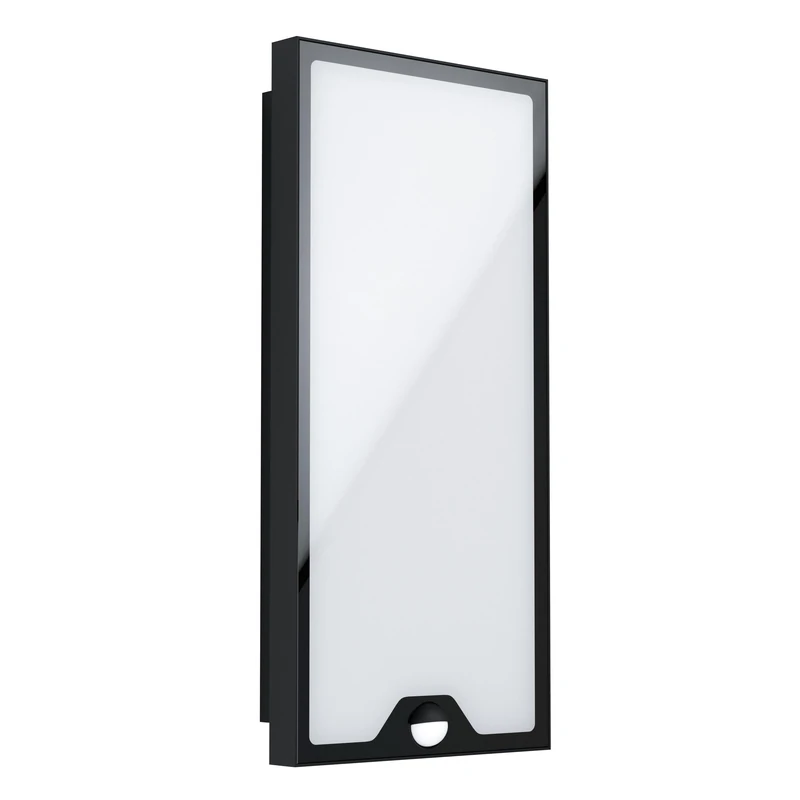 EGLO LED Outdoor Wall Light Casazza with Motion and Twilight Sensor, External Porch Lighting, Waterproof Outside Lamp Made of Black Galvanized Steel and White Plastic, IP44, H 42 cm - Image 1