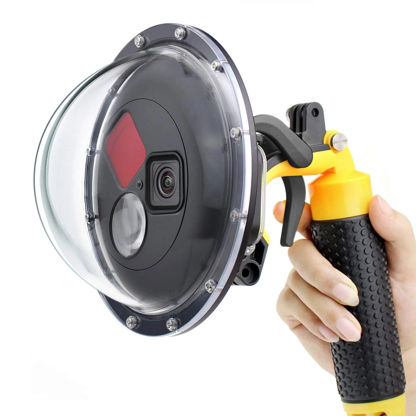 GEPULY Dome Port for GoPro Hero 13 12 11 10 9 Black, Dome Port Lens with Waterproof Diving Housing Case, Trigger, Floating Hand Grip, Built-in Switchable Red Filter and 10x HD Macro Filter