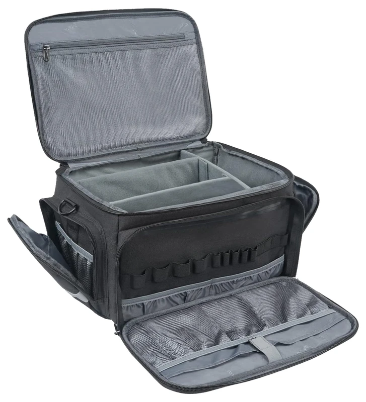 Mancro Medical Bag, Medical Equipment Bag Empty with Adjustable Divider, Nonslip Bottom, Removable Shoulder Strap, Water-Resistant Home Health Nurse Bag for Medical Student, Therapist, Black