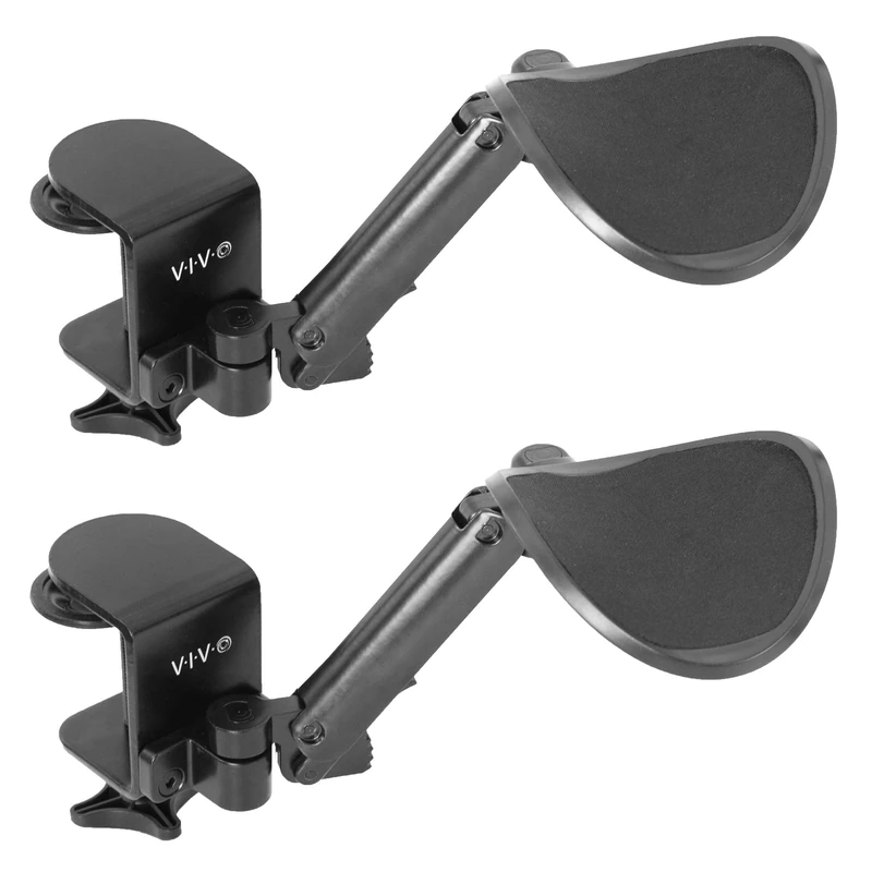VIVO Universal Clamp-on Adjustable Armrests, Desk Cradle Rotating Elbow Cushions, Above Table Extension Platform Arm Support, Black, 2 Pack, MOUNT-ARM02P - Image 1