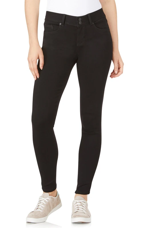 WallFlower Women's InstaSoft Ultra Fit Skinny Jeans, Black, 15 Short