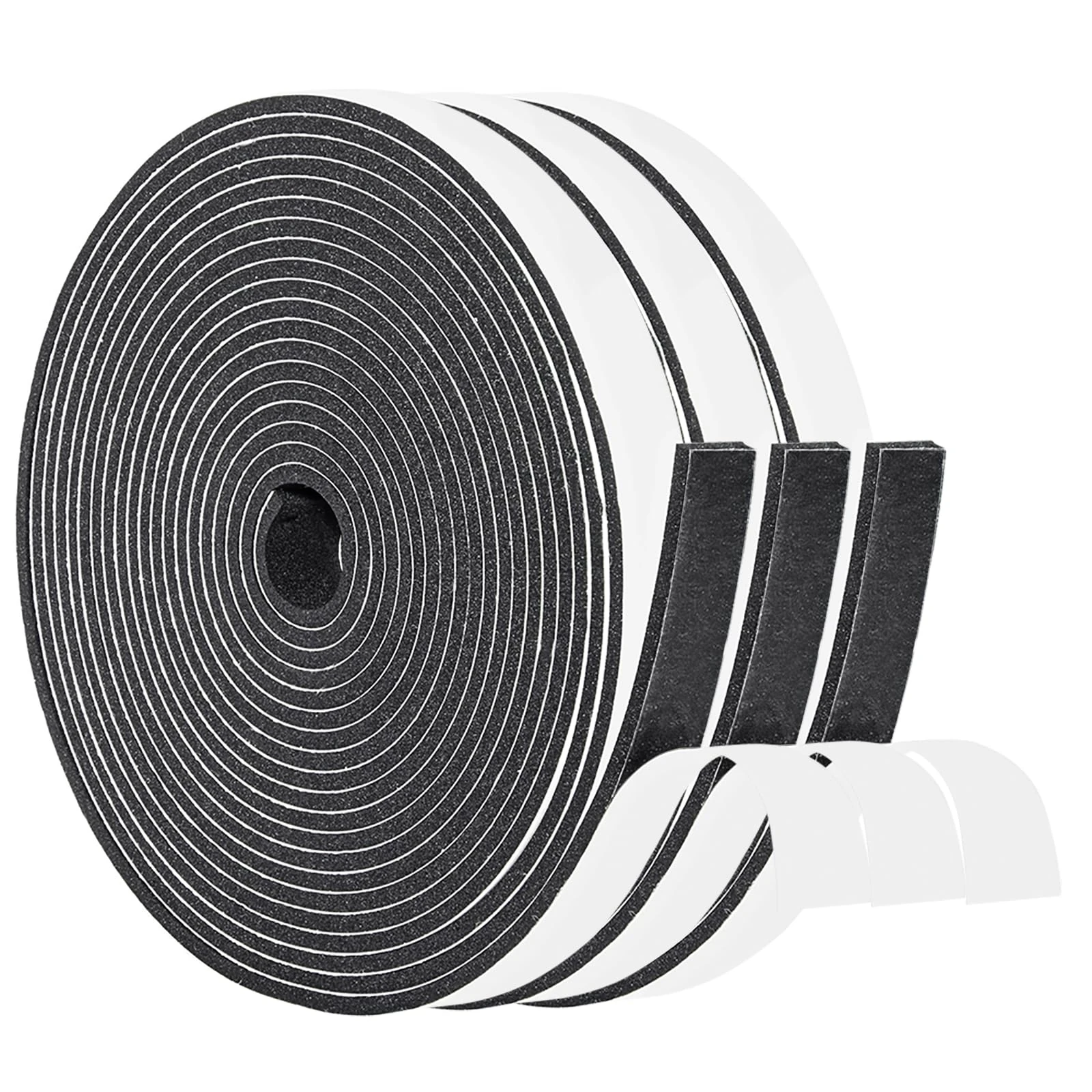 Yotache Adhesive Foam Tape 3 Rolls Total 15m Long 12mm Wide X 3mm Thick, Insulation Soundproofing Neoprene Rubber Door Weather Stripping, 3 X 5m Each