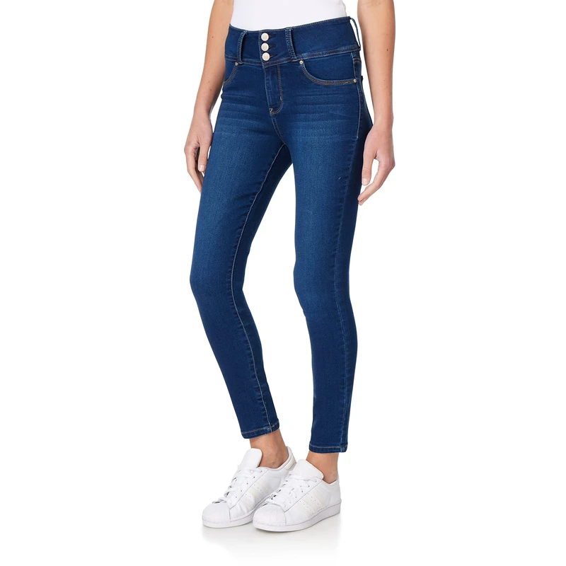 WallFlower Women's High-Waisted InstaSoft Sassy Skinny Jeans, Riverton, 15 Short