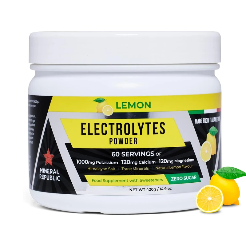 Mineral Republic Electrolyte Powder – Sugar-Free Lemon Hydration Drink Mix – 60 Servings (2-Month Supply) – 1000mg Potassium with Magnesium, Calcium & Himalayan Salt – Keto, Vegan & Fasting Friendly