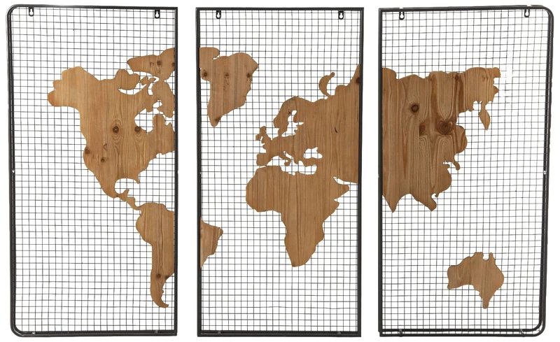 Amadeus Wooden Wall Decoration with World Map - Image 1