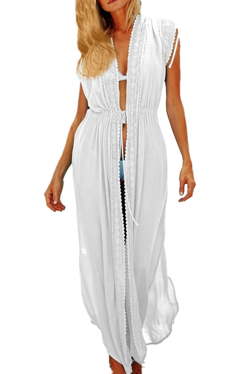 LikeJump Women's Cardigan Bohemian Kimono Swimsuits Kaftan Bikini Cover Ups Summer Beach Dress Maxi Tops