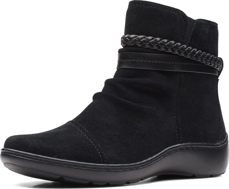 Clarks Womens Cora Braid Boot, Black Suede, 12 - Image 1
