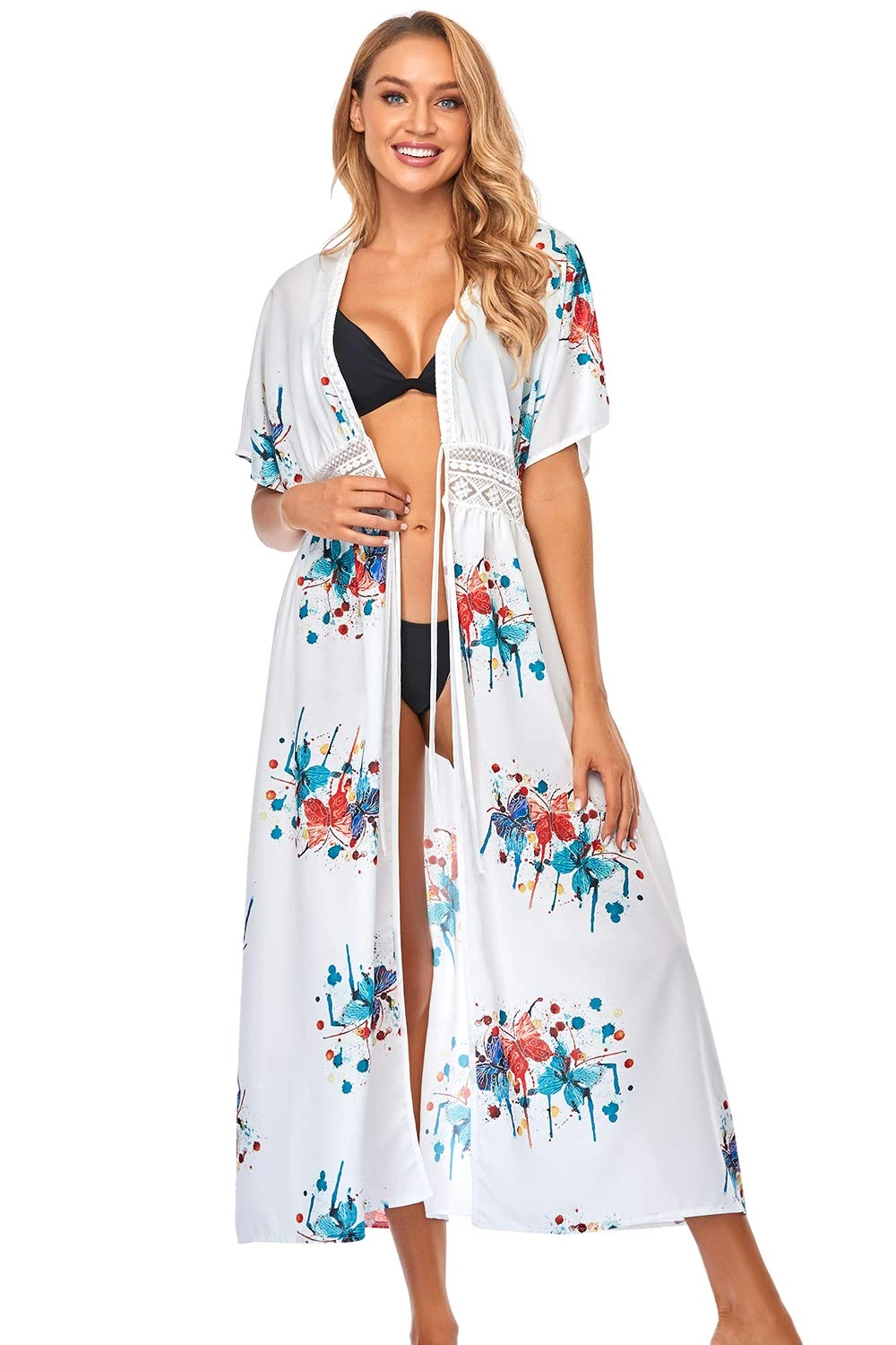 LikeJump Women's Cardigan Bohemian Kimono Swimsuits Kaftan Bikini Cover Ups Summer Beach Dress Maxi Tops