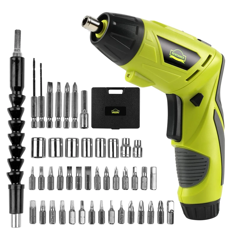 DEWINNER Electric Cordless Screwdriver, Drill Driver Set, USB 3.6V 3N·m Max Torque with 1300 mAh Battery & 45 Piece Screwdriver and Wood Bit Assortment