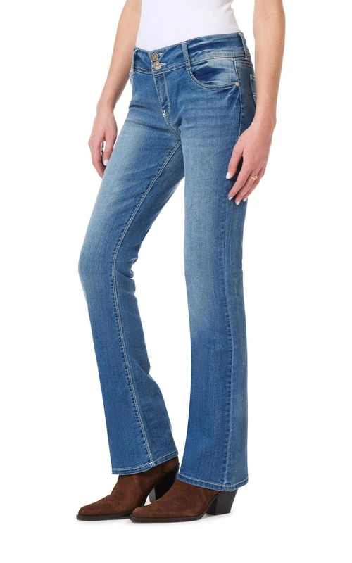 WallFlower Women's Luscious Curvy Bootcut Mid-Rise Insta Stretch Juniors Jeans (Standard and Plus), Jenny, 15 Short