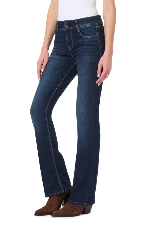WallFlower Women's InstaStretch Luscious Curvy Bootcut Jeans, Betsy Pure, 1 Short