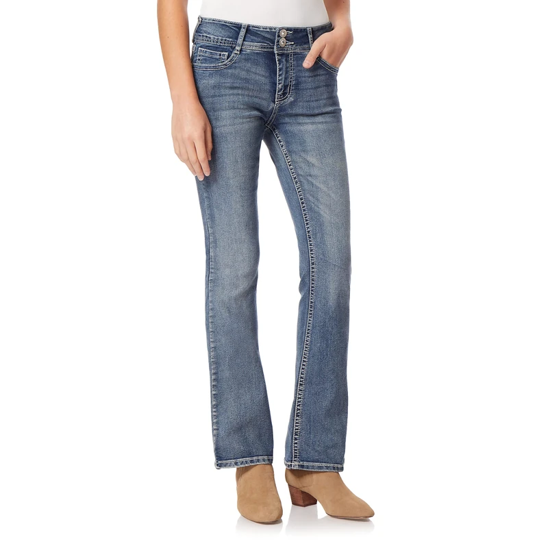 WallFlower Women's Luscious Curvy Bootcut Mid-Rise Insta Stretch Juniors Jeans (Standard and Plus), Galaxy, 18 Long US