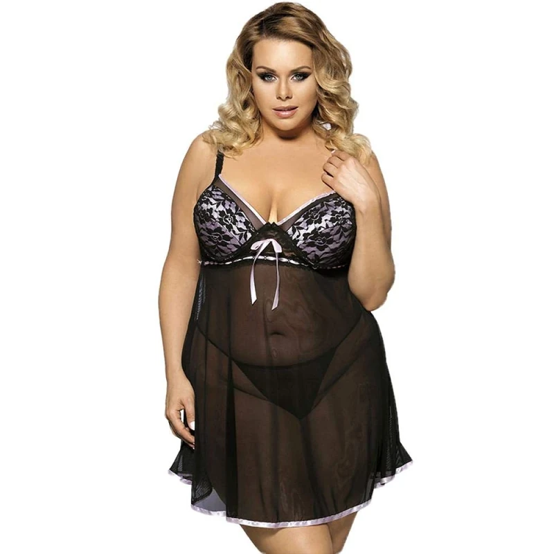 Women's Baby Dolls Erotic Bodystockings Transparent Lace Tulle Sexy Slip Nightdress Pajamas Temptation-A_M
