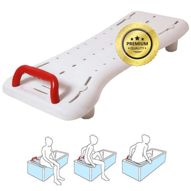 OrtoPrime Non-Slip Adult Bath Seat – Adjustable Bathtub Board for Easy Transfer – with Safety Handle – Bath Bench Comfort and Safety