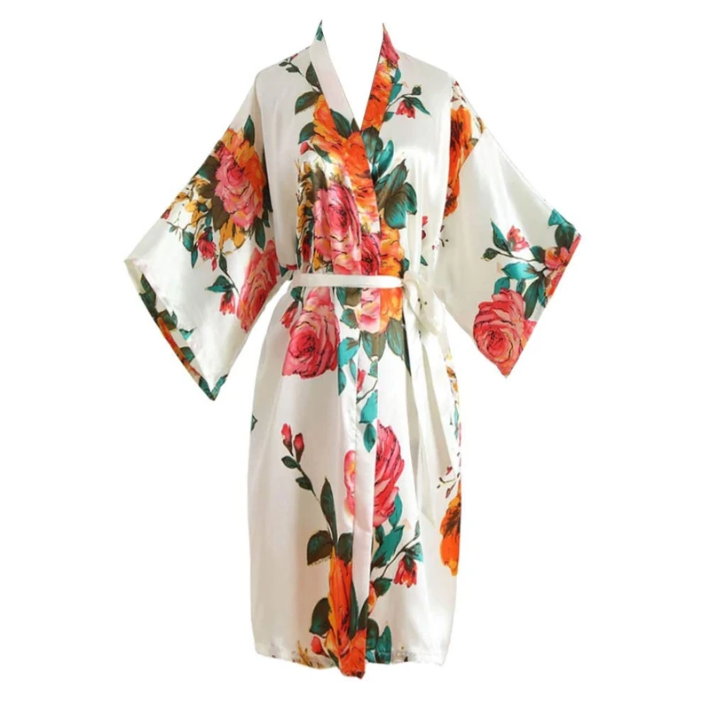 Max Hsuan Ladies Plus Loose Satin Kimono Robe Dressing Gown Wedding Bridesmaid Sleepwear Bathrobe UK Size 8-24