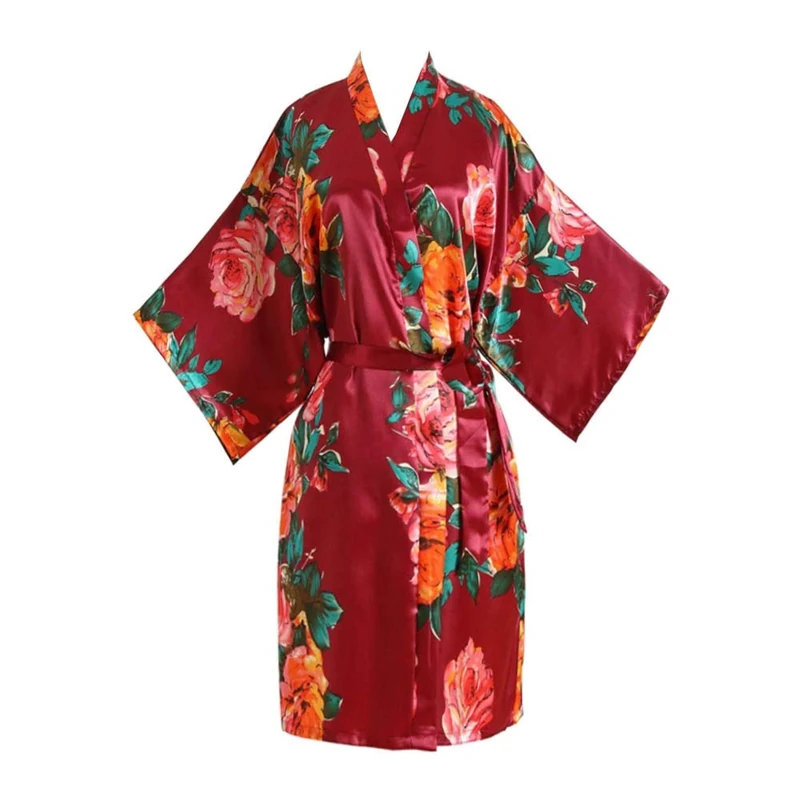 Max Hsuan Ladies Plus Loose Satin Kimono Robe Dressing Gown Wedding Bridesmaid Sleepwear Bathrobe UK Size 8-24