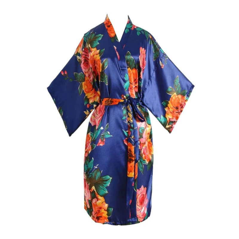 Max Hsuan Ladies Plus Loose Satin Kimono Robe Dressing Gown Wedding Bridesmaid Sleepwear Bathrobe UK Size 8-24