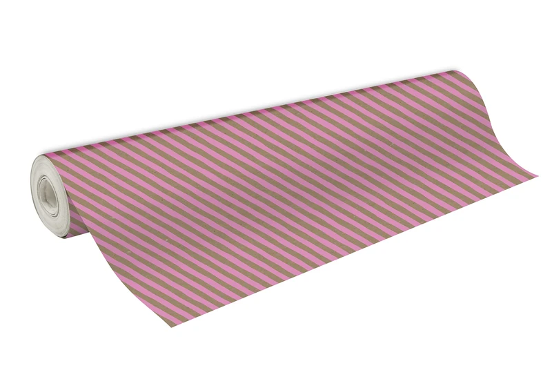 Clairefontaine 223873C - A Reel of Recycled Raw Kraft Paper - Dimensions: 50mx70 cm - 70g - Pattern: Pink Stripes - Recycled paper, ideal for gift wrapping