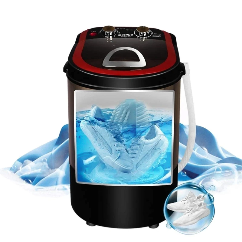 Jianpanxia Automatic Mini Shoe Washing Machine, 3kg, Black, Top Load, Fully Automatic, 1-15 Minute Wash, Low dB, Shoe Washer