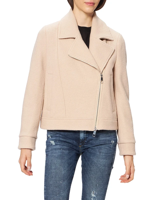 BOSS Women's C_Javia Biker Jacket, Light beige277, 18