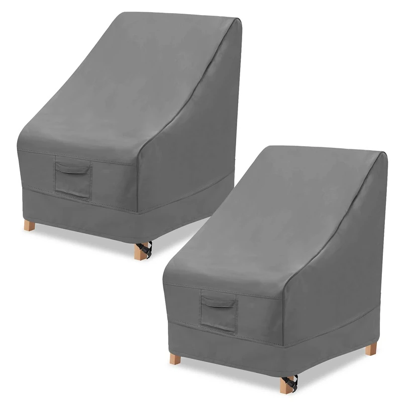 Vailge Outdoor High Back Chair Cover,Waterproof Patio Chair Covers,600D Heavy Duty Lawn Chair Covers Windproof Outdoor Furniture Chair Cover - (2 Pack - 35" L x 28W x 35" H, Grey)