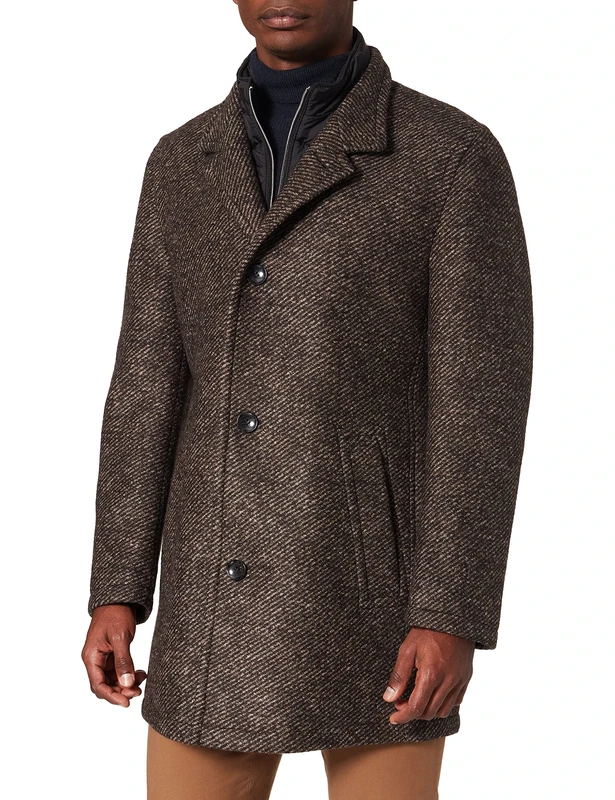 bugatti Men's Wool Coat, Brown, 98 cm